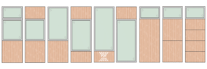 modelos de divisórias de vidro único ou duplo com alumínio madeira mdf paginados louveira